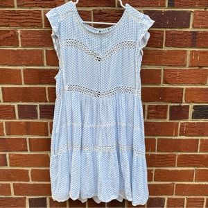 Free people blue and white retro kitty dress size Medium
